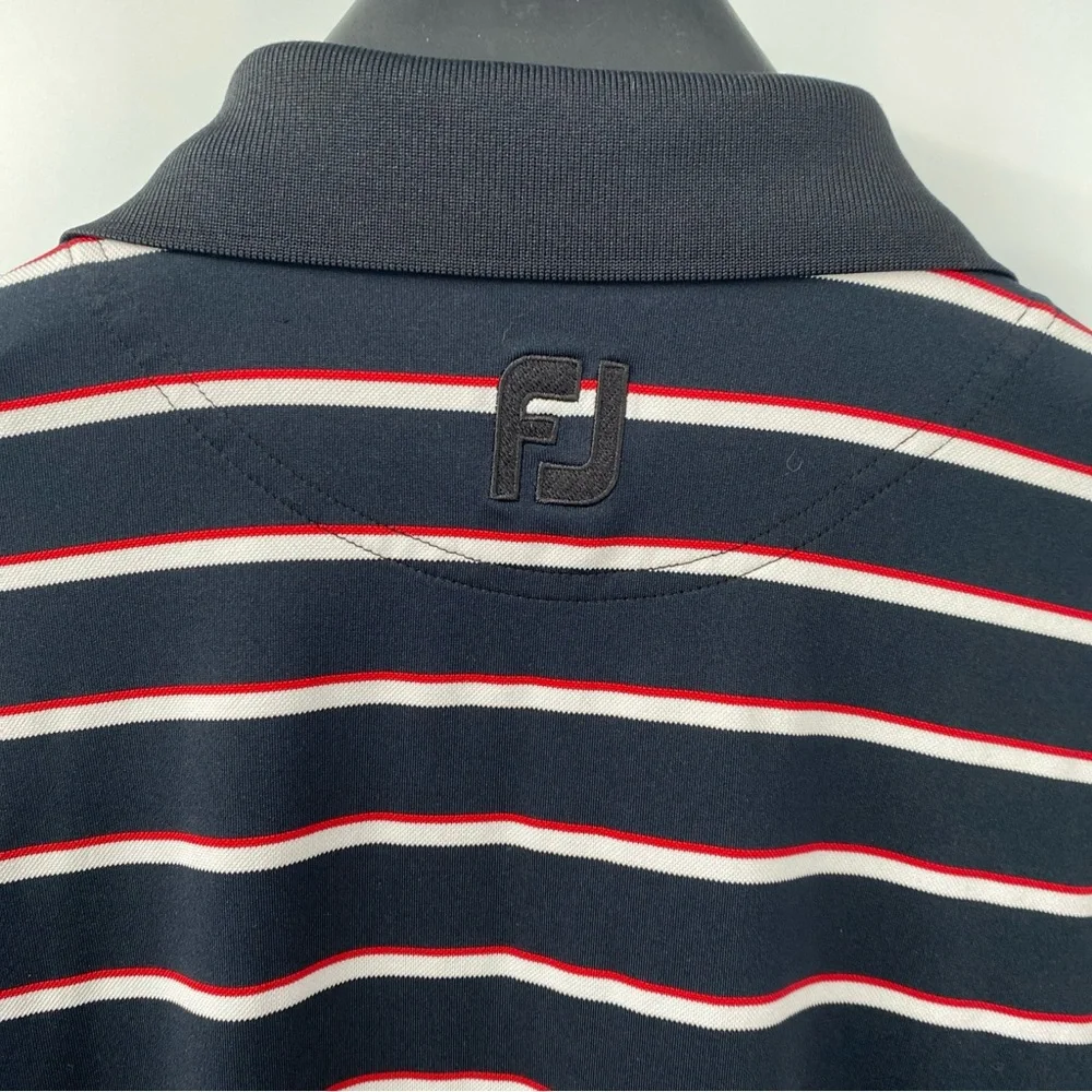 FootJoy Men's Polo Black With Red & White Stripes. Size Large Very nice! - Picture 7 of 7